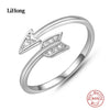 Fashion Silver 925 Adjustable Rings Arrow Design Sterling Silver Ring with Austrian Cubic Zirconia for Women