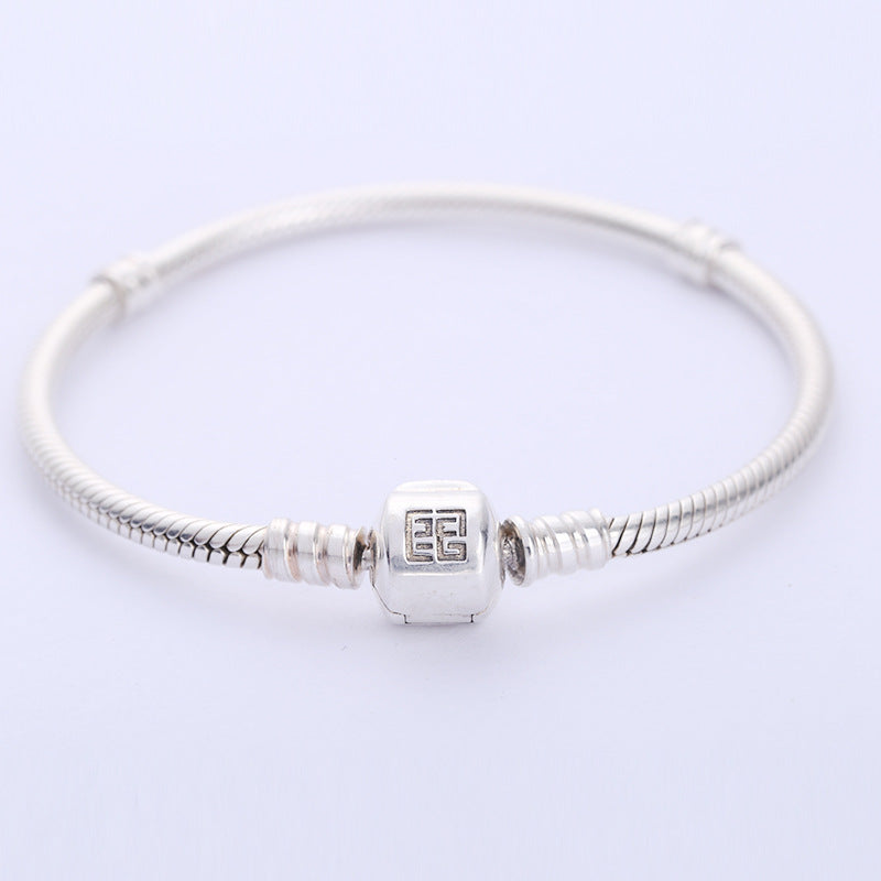 Fashion Silver Charm Snake Bracelets Bangles 925 Sterling Silver Beaded DIY Bracelet Wholesale fit Women jewelry Making