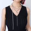 Silver Color Stainless Steel Long Beads Tassel Necklace For Women Jewelry, Hiphop Crystal Neck Chains Necklaces Female