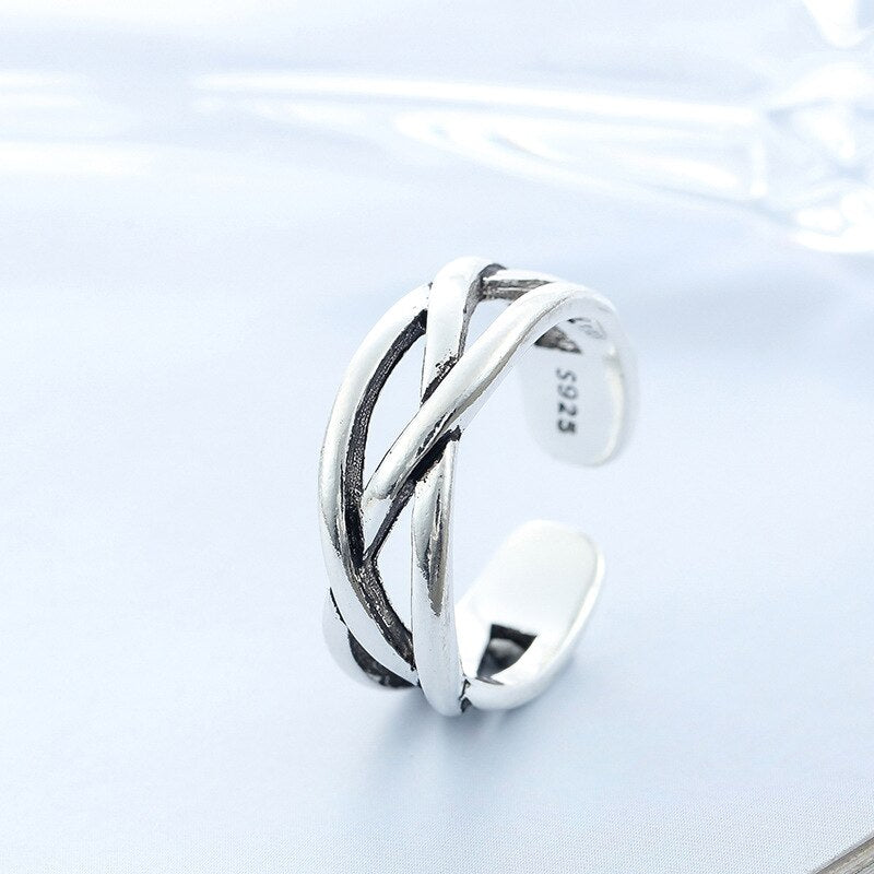Silver Colour Overlapping Rings For Women  Open Ring Engagement Designer Jewelry  GaaBou Jewellery