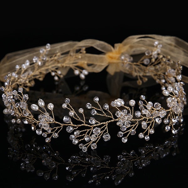 Fashion Silver Crystal Bride Long Headbands Hair Jewelry For Best Handmade Pearl Rhinestones Hairwear Wedding Hair Accessories