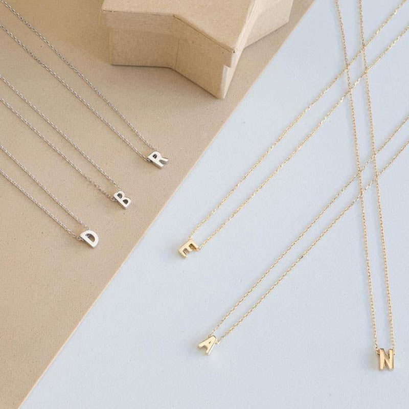 Fashion Silver Initial Charms Necklace Pendant Metal Letters For Jewelry Personalized Cut Letters Single M Necklaces Gold Chain