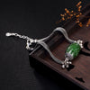 Fashion Silver S925 Pure Silver Retro Natural Jade Field Jade Jade Transfer Pearl Lady High-end Silver Bracelet Wholesale