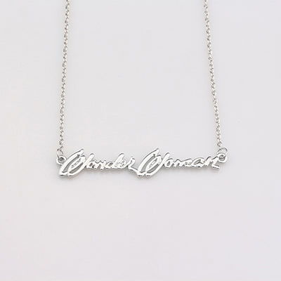Fashion Silver Wonder Woman Name Necklace Engraved Letter Necklaces & Pendants Movie Jewelry