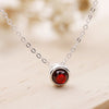 Fashion Simple 925 Sterling Silver Necklace Sweet Cute Round Small Red Stone Pendant Necklace Women Jewelry
