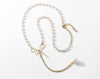 Simple Golden Wheat Ear Metal Clavicle Chain Pearl Pendant Necklace Personality Asymmetric Necklace Female Jewelry