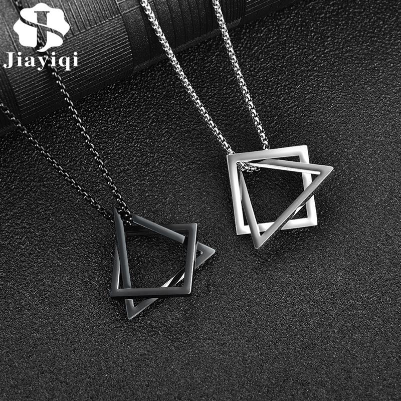 Simple Pendant Necklace for Men Women Stainless Steel Geometric Interlocking Chain Choker Male Jewelry Accessories Gifts