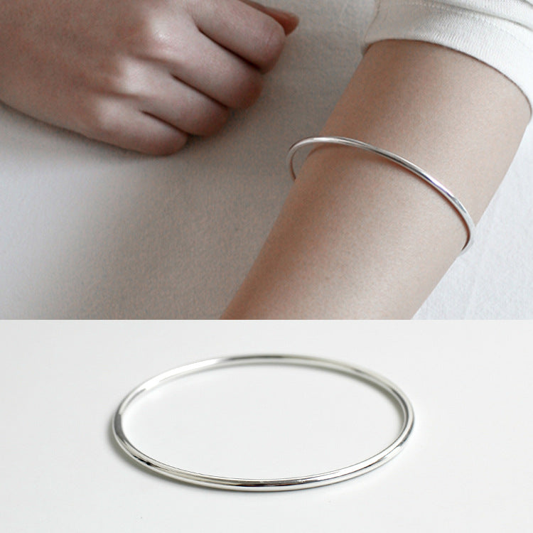 Fashion Simple Round Circle 925 Sterling Silver Bangle