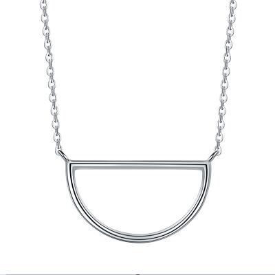 Fashion Simple Semicircle 925 Sterling Silver Necklace Women Girls Gift