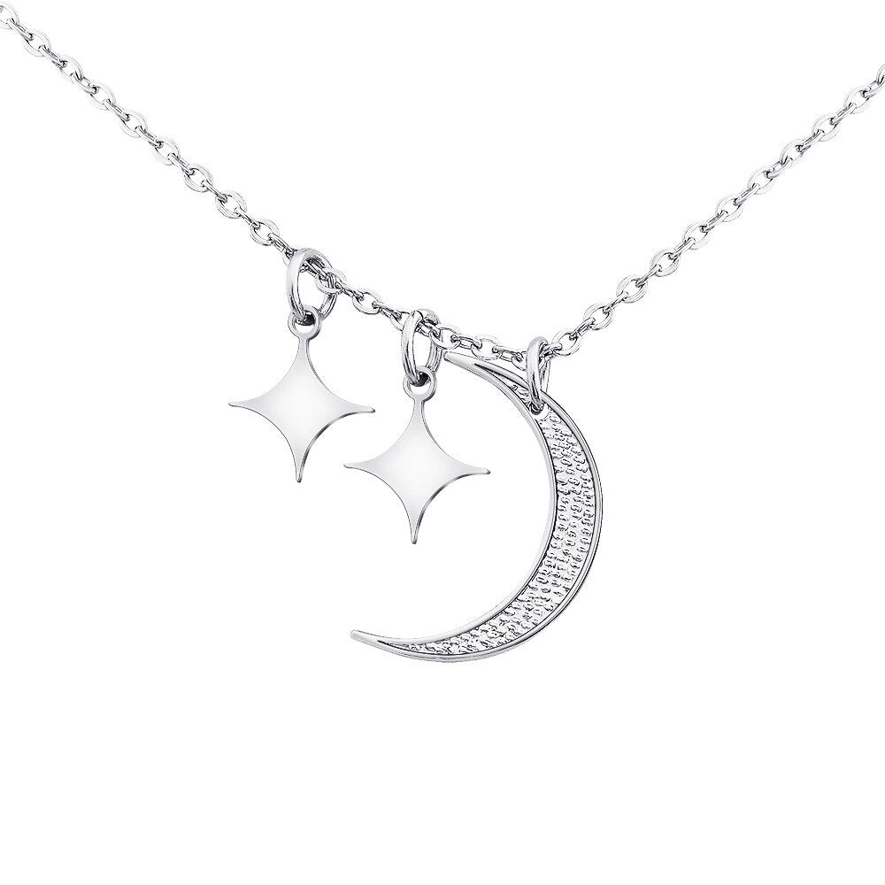 Simple Star Moon Charm Necklace Delicate Clavicle Chain Crescent Necklace For Women Mom Jewelry Gift
