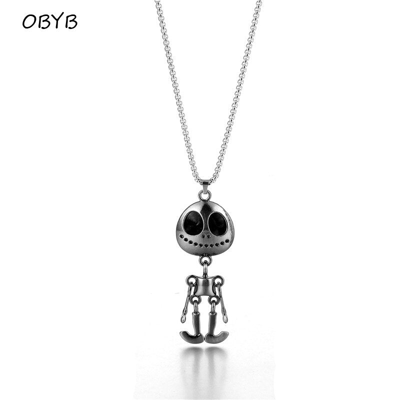 Simple Titanium Steel Alien Pendant Necklace Beads Chains for Man Pop Rock Hip Hop Street Stylish Jewelry Gift Collar