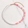 Simulated Pearl Polymer Clay Necklace Soft Pottery Choker Colorful Surfer Bead Collar Handmade Femme Jewelry Gift