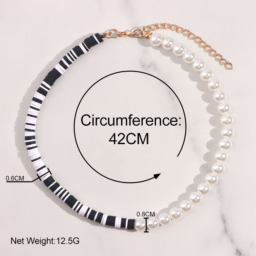 Simulated Pearl Polymer Clay Necklace Soft Pottery Choker Colorful Surfer Bead Collar Handmade Femme Jewelry Gift