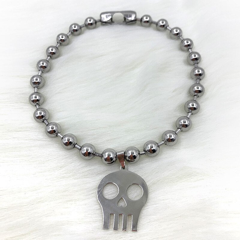 Skull Pendant Choker Neck Beads Vintage Lovely Goth Accessories Women Jewelry Chain Necklace for Women Kpop Friends Punk