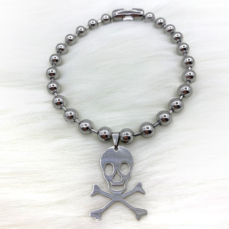 Skull Pendant Choker Neck Beads Vintage Lovely Goth Accessories Women Jewelry Chain Necklace for Women Kpop Friends Punk
