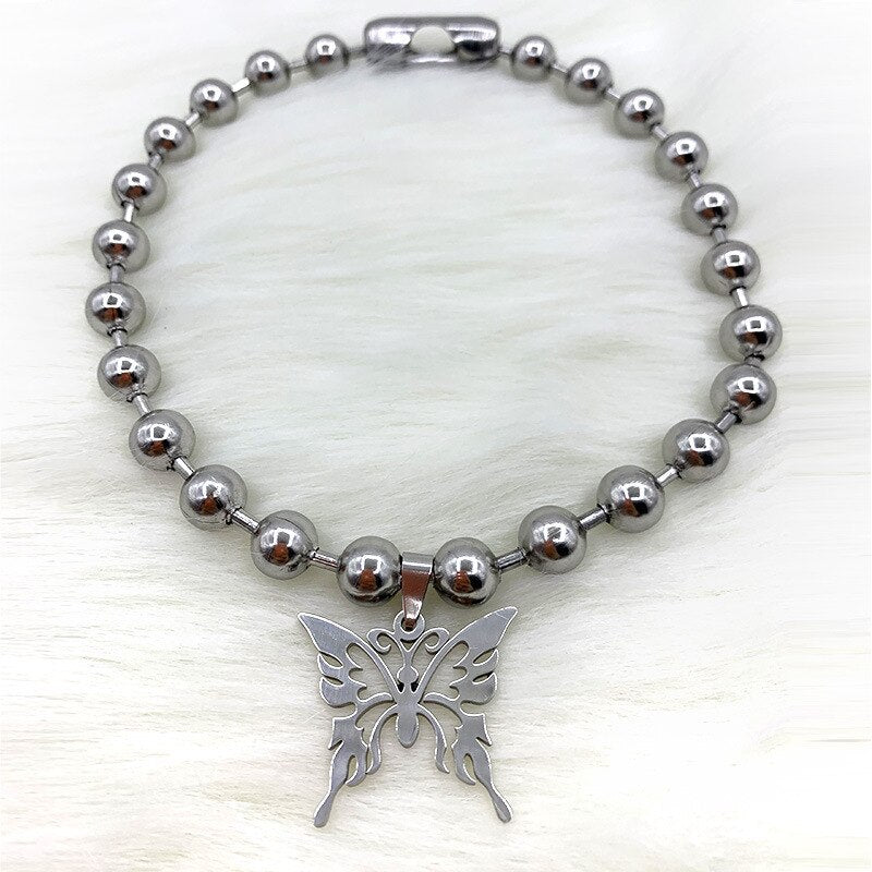 Skull Pendant Choker Neck Beads Vintage Lovely Goth Accessories Women Jewelry Chain Necklace for Women Kpop Friends Punk