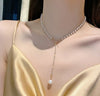 Small Pearl Bowknot Long Necklace Bohemian Choker Chain Female