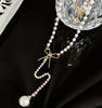 Small Pearl Bowknot Long Necklace Bohemian Choker Chain Female