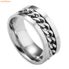 Fashion Spinner Black Chain Ring For Men Punk Titanium Steel Metal Brand Finger Anel