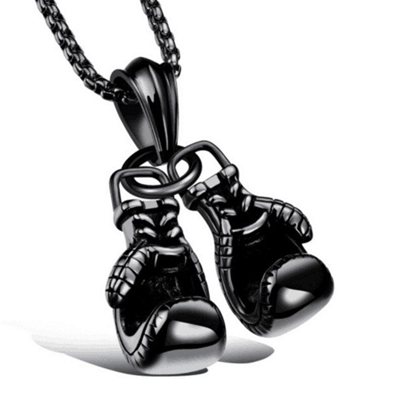 Sport Fitness Jewelry Double Boxing Glove Pendant Necklace Chic Men Hiphop Chain Necklace Cool Male Jewellery