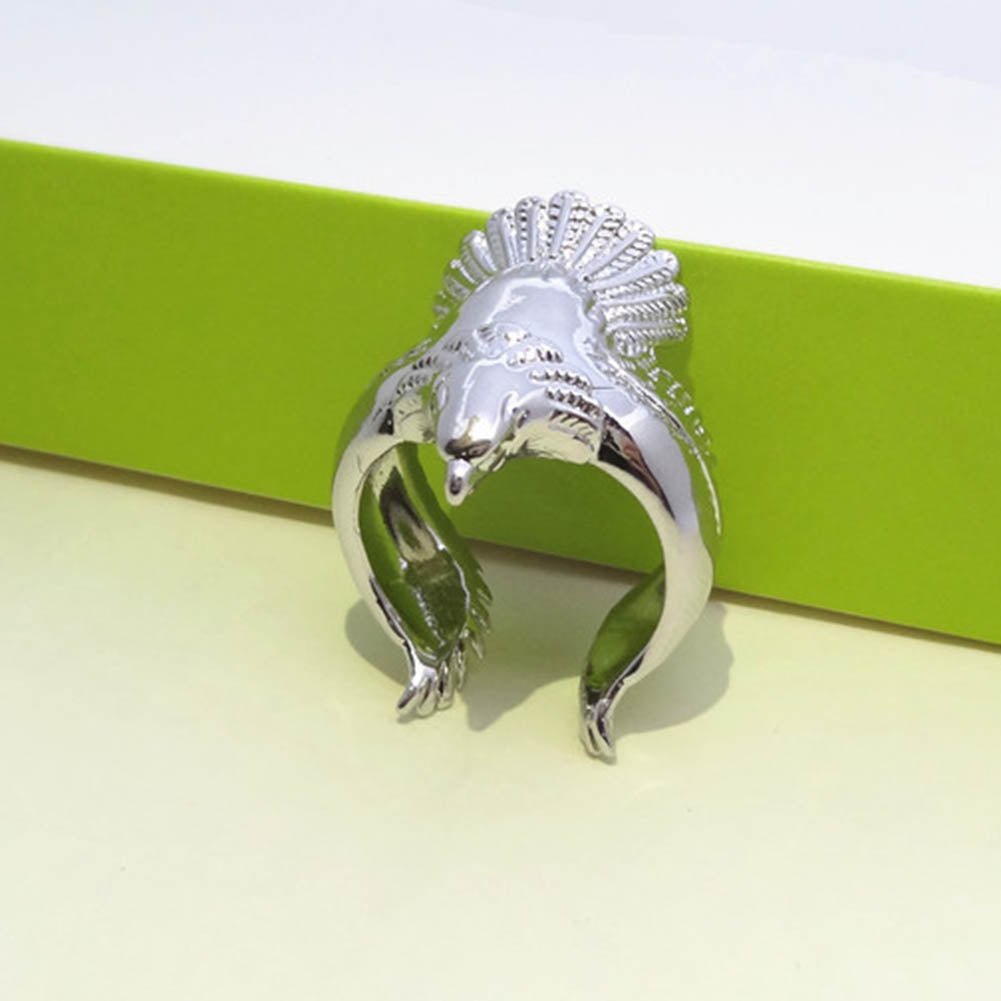 Fashion Stainless Steel 1 Pcs Retro Eagle Wings Open Ring Men Ring