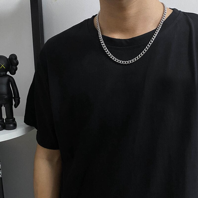 Stainless Steel Chain Necklaces for Women Men Long Hip Hop Necklace on The Neck Jewelry Accessories Friends Gifts