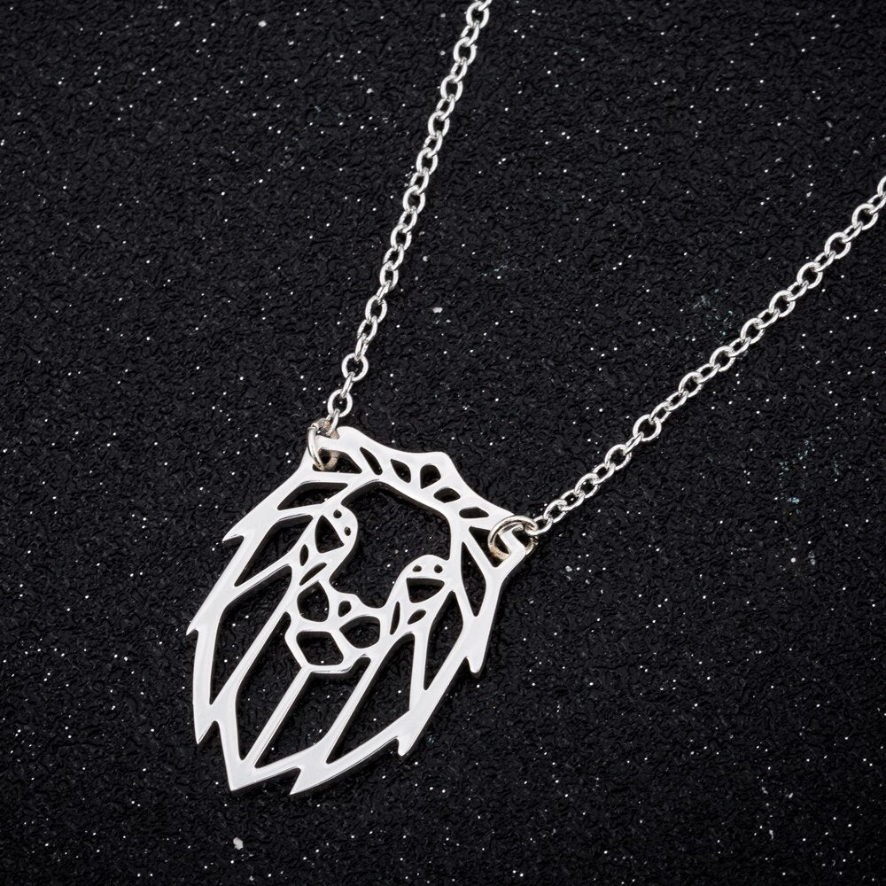 Stainless Steel Lion Necklace For Girl Kids Origami Animal Head Choker Necklaces Metal Jewelry Collars Dropship