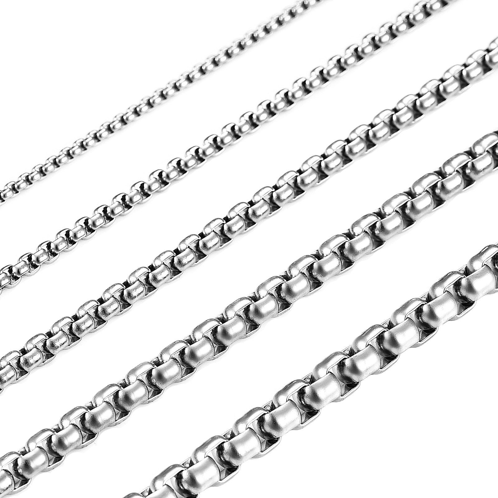 Stainless Steel Necklace Mens Silver Color High Quality Chain Box Chain Jewelry Gift