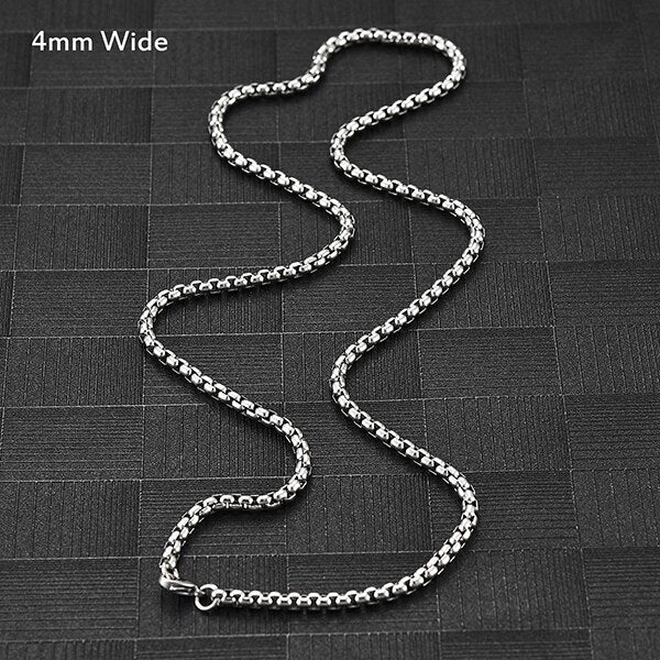 Stainless Steel Necklace Mens Silver Color High Quality Chain Box Chain Jewelry Gift