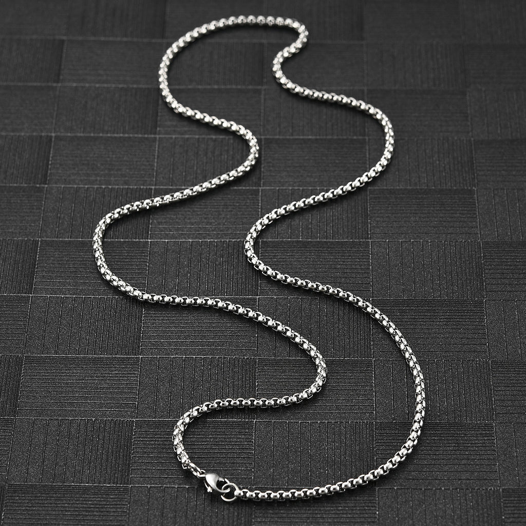 Stainless Steel Necklace Mens Silver Color High Quality Chain Box Chain Jewelry Gift