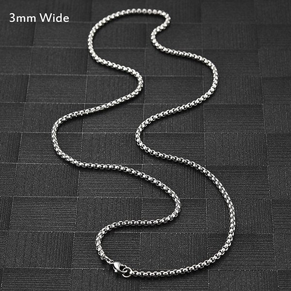 Stainless Steel Necklace Mens Silver Color High Quality Chain Box Chain Jewelry Gift