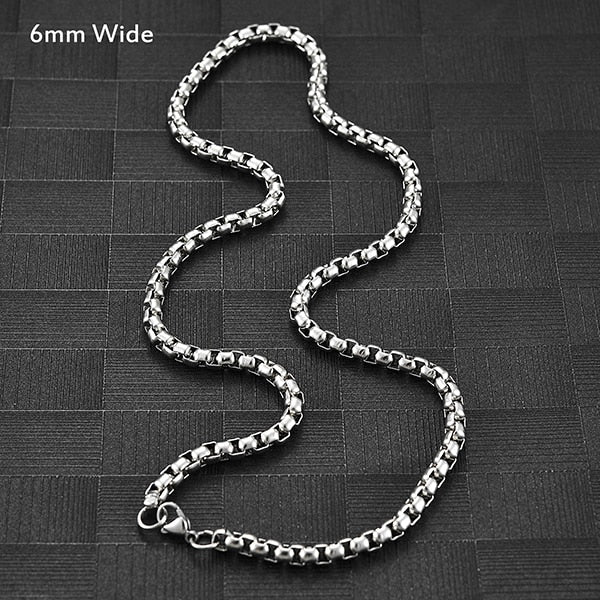 Stainless Steel Necklace Mens Silver Color High Quality Chain Box Chain Jewelry Gift