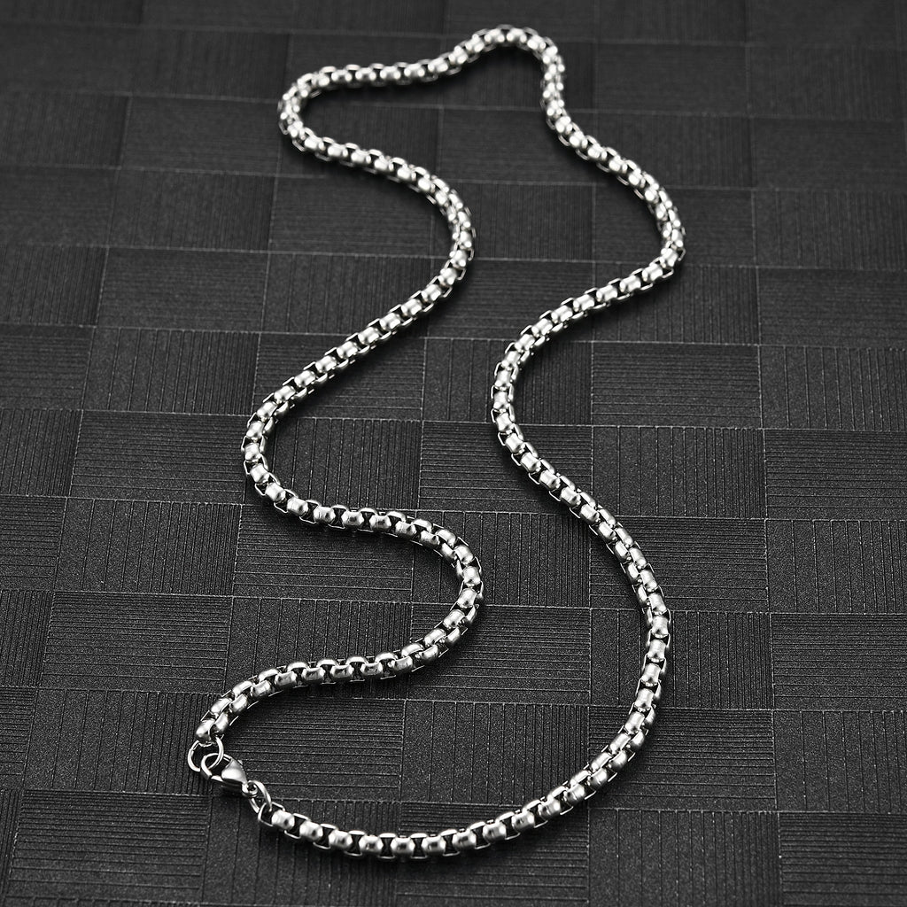 Stainless Steel Necklace Mens Silver Color High Quality Chain Box Chain Jewelry Gift