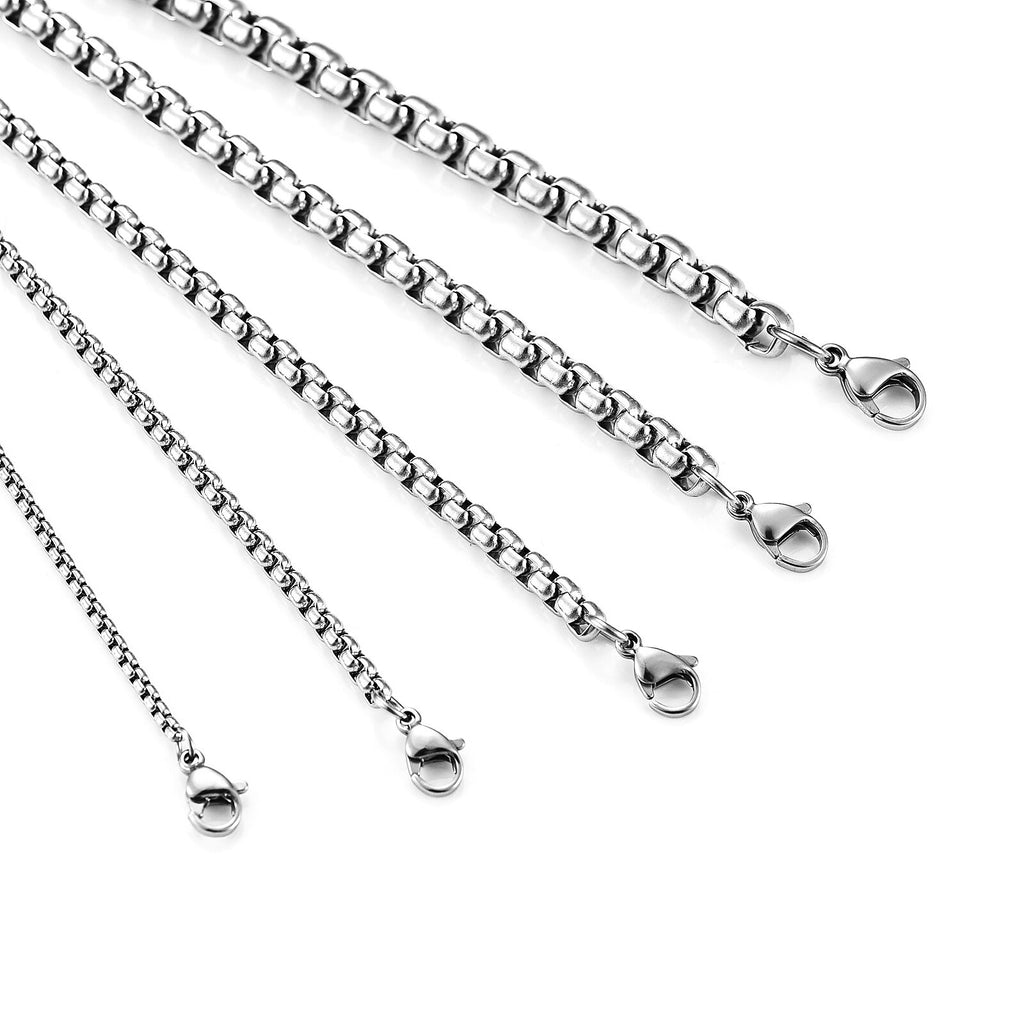 Stainless Steel Necklace Mens Silver Color High Quality Chain Box Chain Jewelry Gift