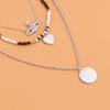 String Beads Necklaces for Women Boho Black White Bead Charm Chain Simple Heart Circular Pendant Necklace Female Jewlery