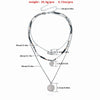 String Beads Necklaces for Women Boho Black White Bead Charm Chain Simple Heart Circular Pendant Necklace Female Jewlery