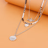 String Beads Necklaces for Women Boho Black White Bead Charm Chain Simple Heart Circular Pendant Necklace Female Jewlery