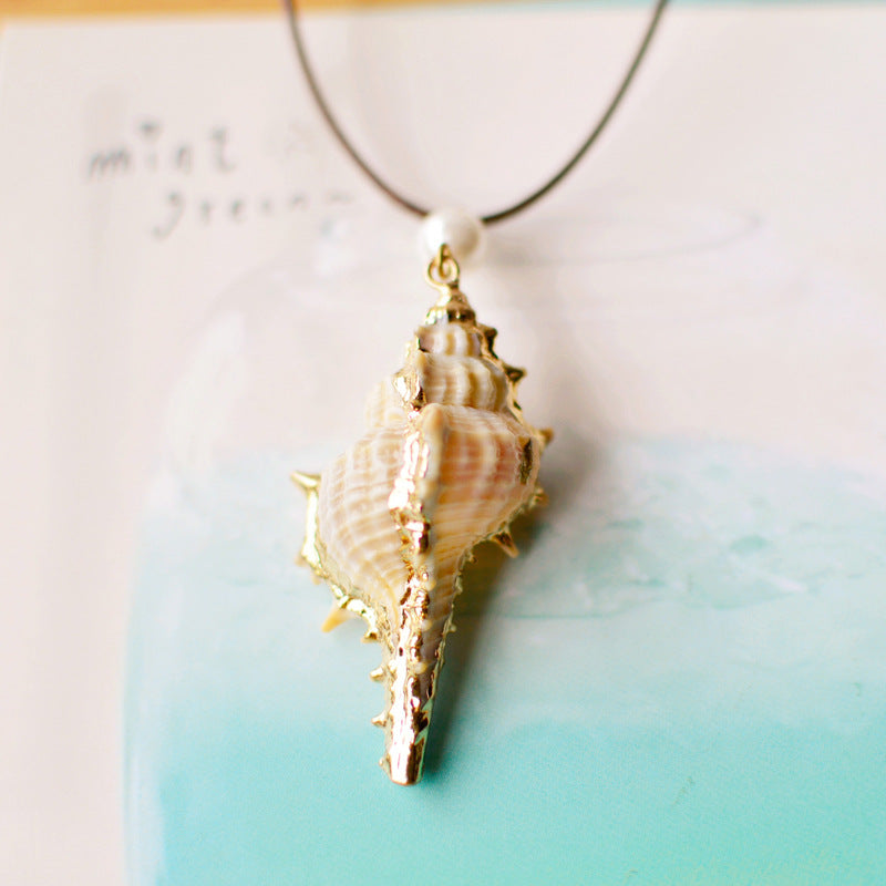 Fashion Summer Style Natural Starfish Conch Seashell Pendant Necklace Rope Chain Shell Necklaces beach Jewelry for Women Gift