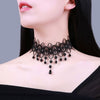 Tassel Punk Style Gothic Choker Necklace Rhinestone Charms Maxi Necklace Vintage Victorian Tattoo Lace Pendant Wedding