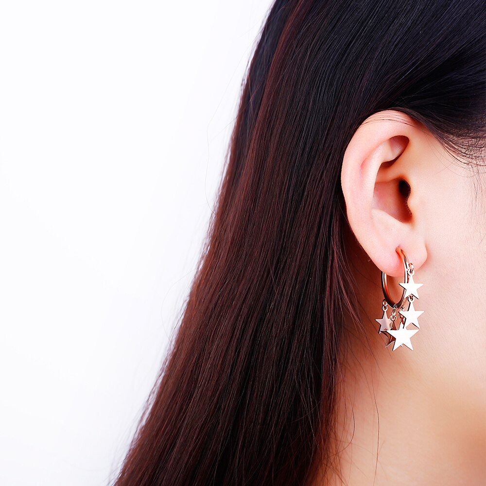 Tassel Stars Hoop Earrings  Multi Charm Copper Hook Earrings For Women  Brand Designer Jewelry 2022