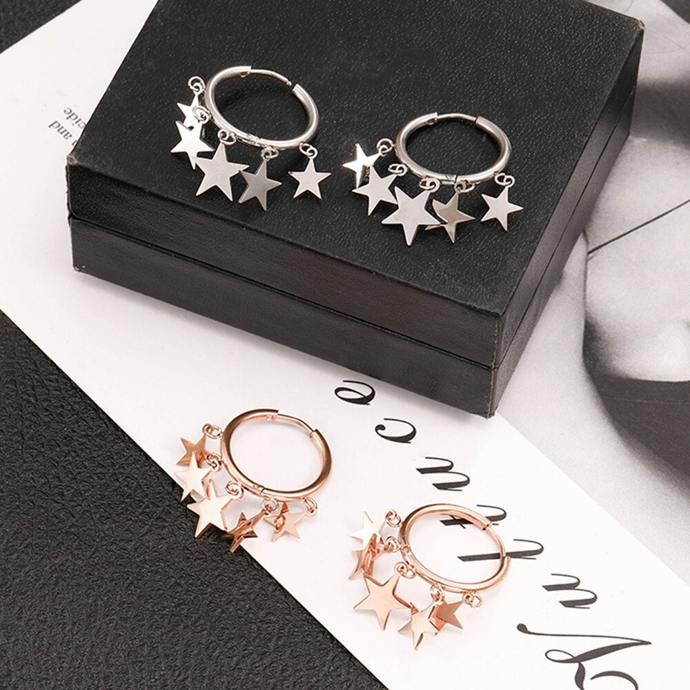 Tassel Stars Hoop Earrings  Multi Charm Copper Hook Earrings For Women  Brand Designer Jewelry 2022