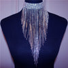 Tassels Choker Necklace Women Collar Rhinestone Torque Charm Stripes Necklace Birthday Party Gifts Ladies Accessory