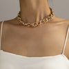 Thick Bead Metal Thick Chain Choker Necklace for Women Twist Gold Color Short Colorful Bead Collar Party Jewelry