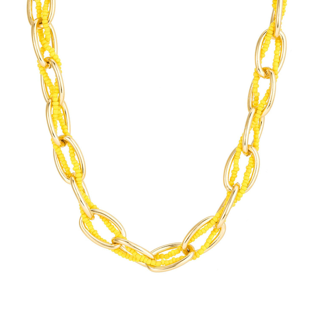 Thick Bead Metal Thick Chain Choker Necklace for Women Twist Gold Color Short Colorful Bead Collar Party Jewelry