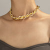 Thick Bead Metal Thick Chain Choker Necklace for Women Twist Gold Color Short Colorful Bead Collar Party Jewelry