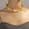 Thick Bead Metal Thick Chain Choker Necklace for Women Twist Gold Color Short Colorful Bead Collar Party Jewelry