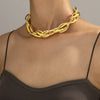 Thick Bead Metal Thick Chain Choker Necklace for Women Twist Gold Color Short Colorful Bead Collar Party Jewelry
