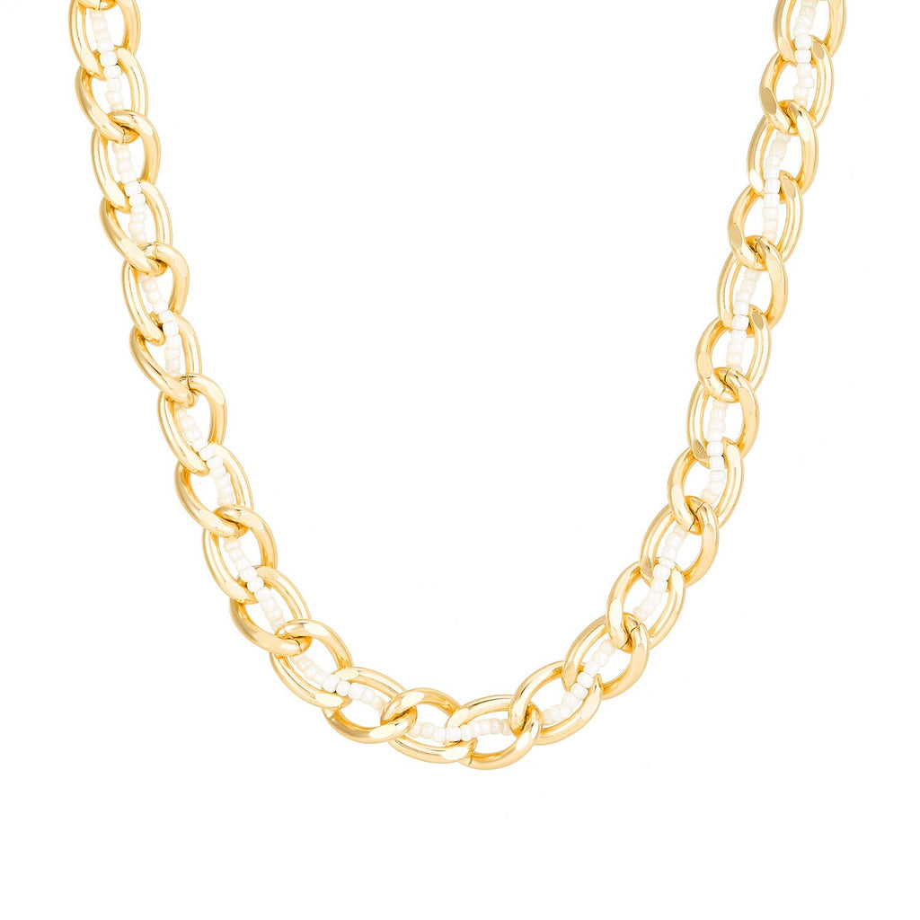 Thick Bead Metal Thick Chain Choker Necklace for Women Twist Gold Color Short Colorful Bead Collar Party Jewelry