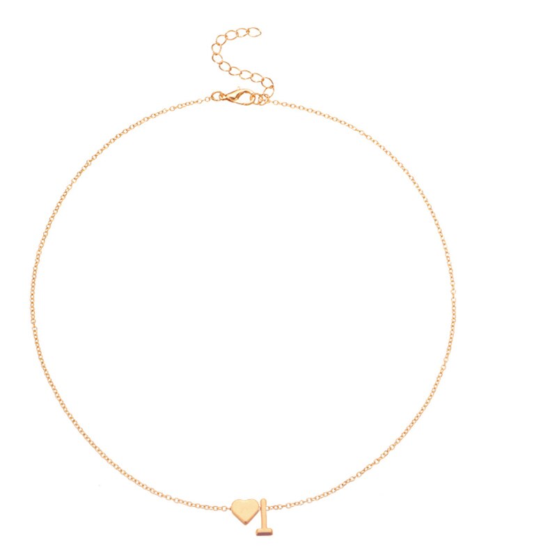 Tiny Heart Dainty Initial Necklace Gold Silver Color Letter Name Choker Necklace For Women Pendant Jewelry Gift