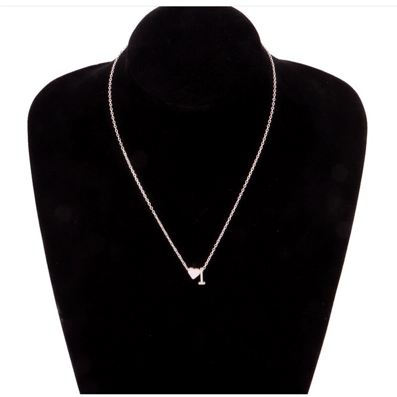 Tiny Heart Dainty Initial Necklace Gold Silver Color Letter Name Choker Necklace For Women Pendant Jewelry Gift